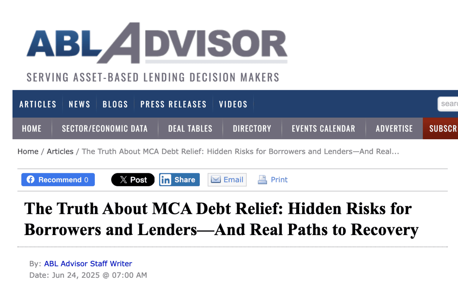 Business news screenshot